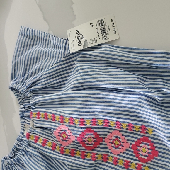 OshKosh B'gosh Romper Blue White Embroidery NWT 4T - Picture 2 of 7